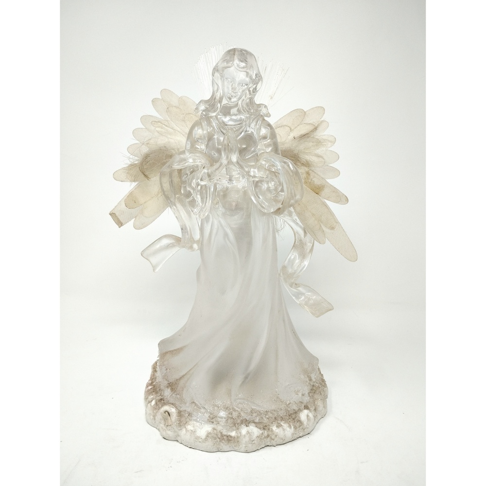 Acrylic Fiber Optic Color Changing Angel Figurine 11.5" Light Up Holiday Decor